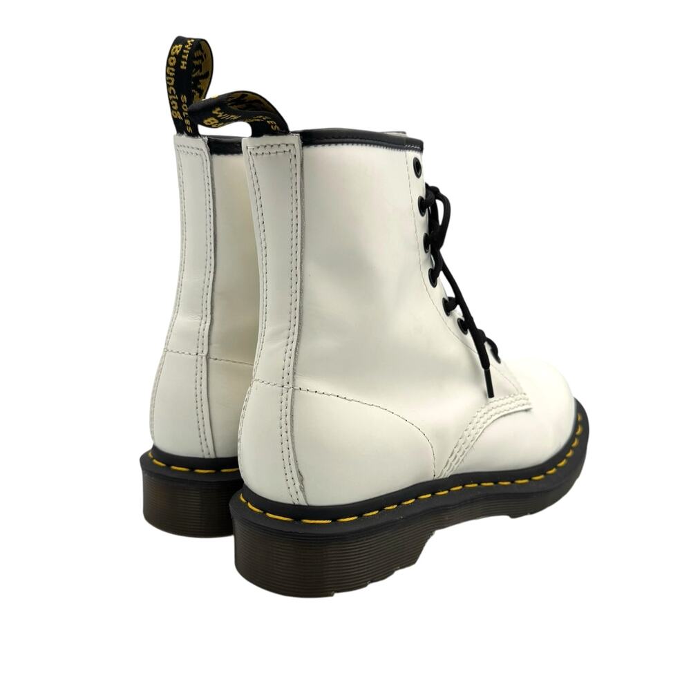 Dr. Martens 1460 White Smooth Leather Lace Up Unisex Combat Boots - Picture 7 of 11